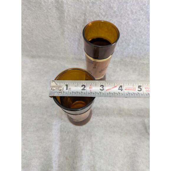 Set Of 2 Vintage Siesta Ware Western Cowboy Walnut Amber Highball Tiki Glass - Picture 6 of 9